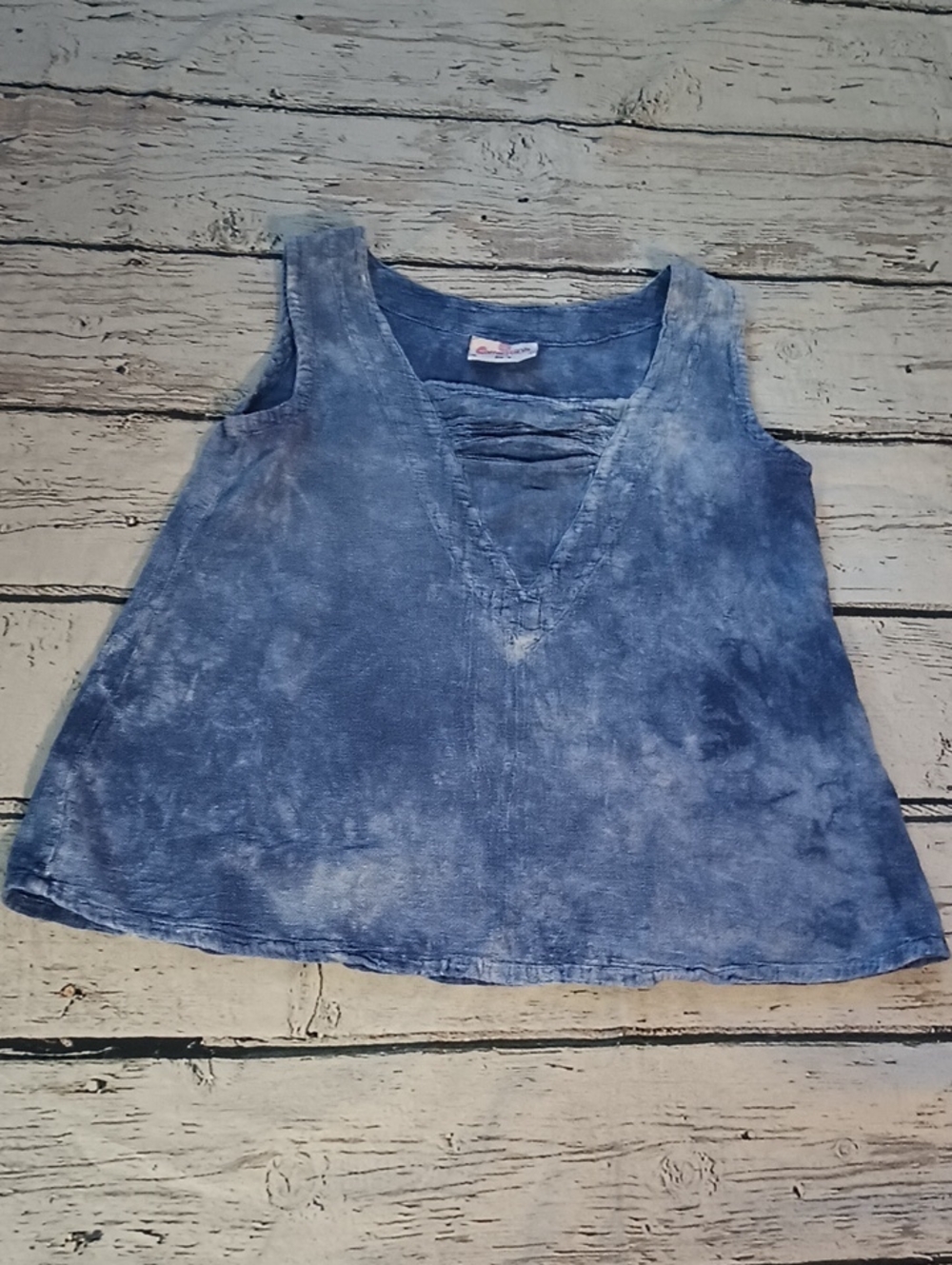 Cottonways Blue White Acid Wash Tank Top 1 M